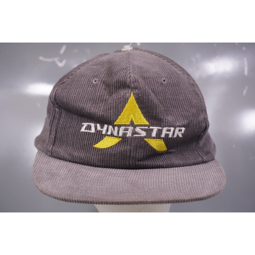 Vintage DYNASTAR SKI Baseball Hat Mens One Size Grey Cotton Corduroy Skiing